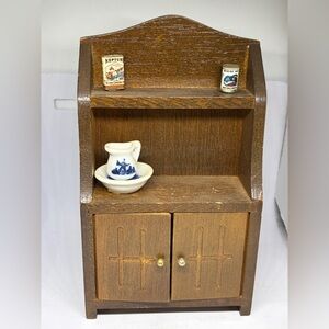 Dollhouse Miniature Wooden Display Cabinet